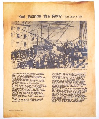 Boston Tea Party antiqued parchment replica document